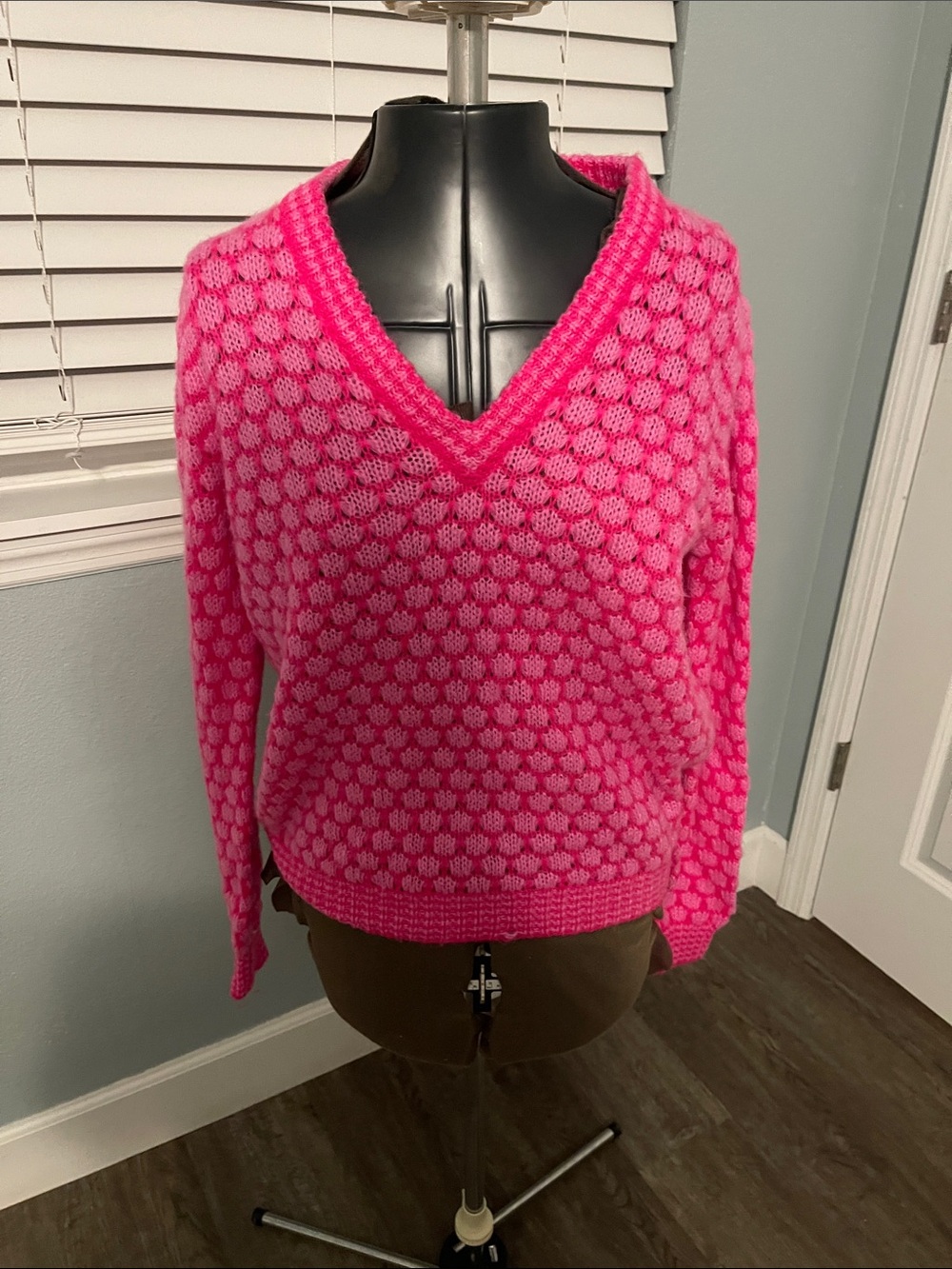 Lilly Pulitzer Hot Pink Textured V-Neck Sweater